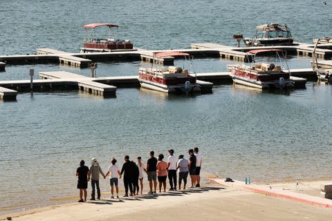 cast members from the show "glee" and friends gathered monday morning at the boat launch as ventura county sheriff